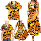 Custom NAIDOC Week 2024 Tiger Family Matching Summer Maxi Dress and Hawaiian Shirt Aboriginal Animals Keep The Fire Burning