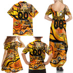 Custom NAIDOC Week 2024 Tiger Family Matching Summer Maxi Dress and Hawaiian Shirt Aboriginal Animals Keep The Fire Burning