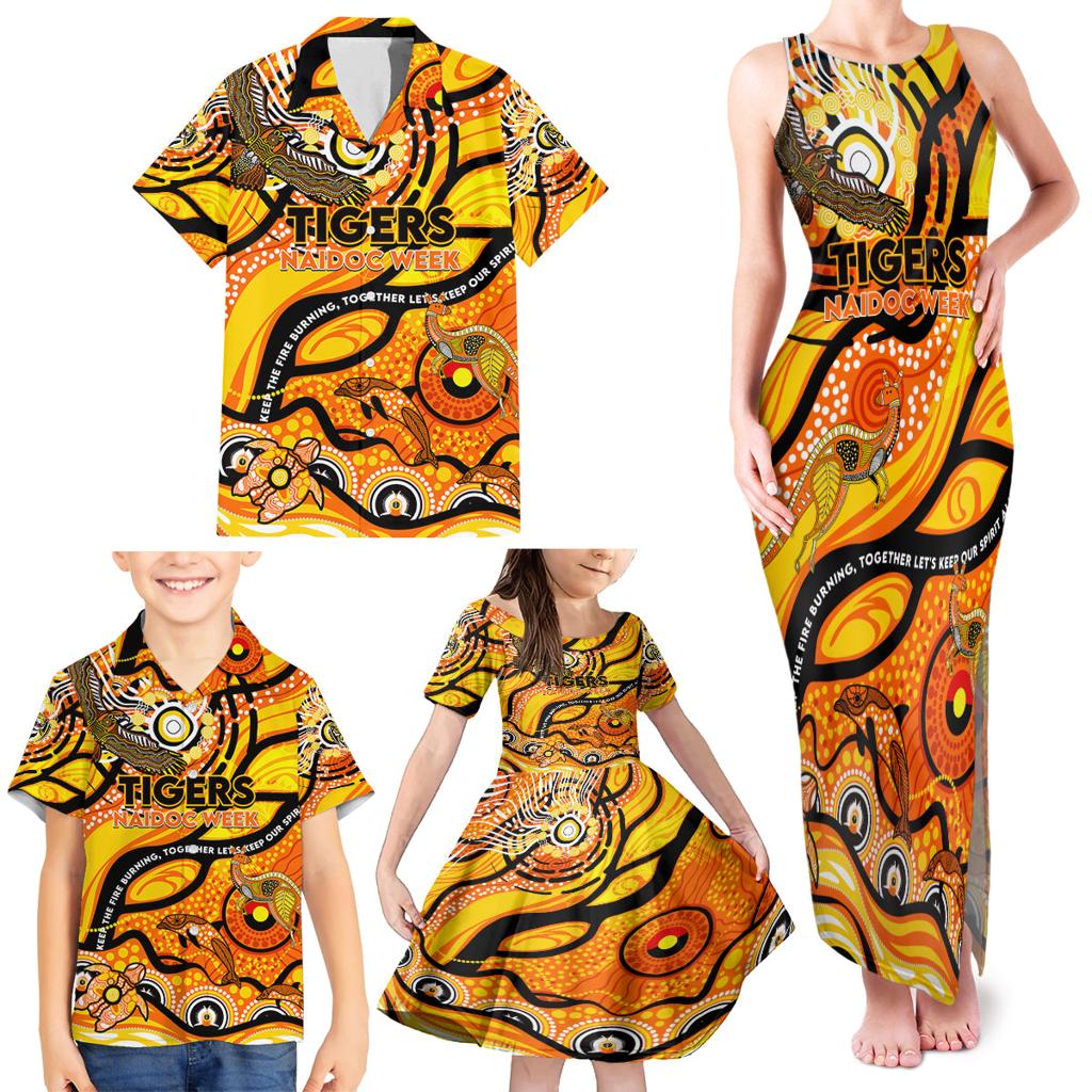 Custom NAIDOC Week 2024 Tiger Family Matching Tank Maxi Dress and Hawaiian Shirt Aboriginal Animals Keep The Fire Burning
