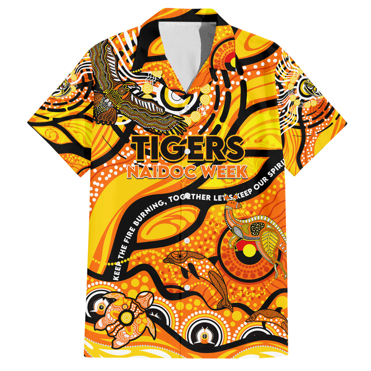Custom NAIDOC Week 2024 Tiger Hawaiian Shirt Aboriginal Animals Keep The Fire Burning