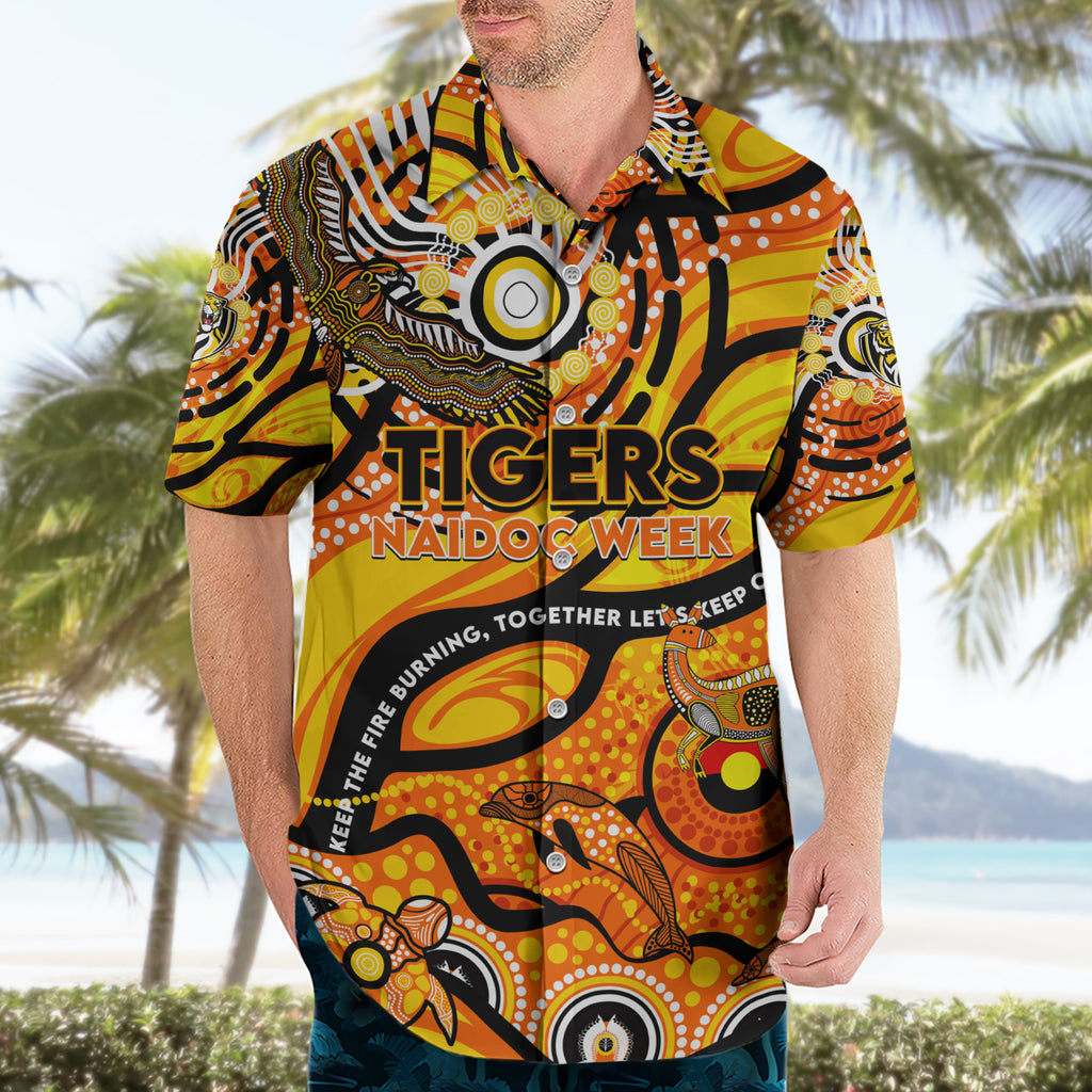 Custom NAIDOC Week 2024 Tiger Hawaiian Shirt Aboriginal Animals Keep The Fire Burning