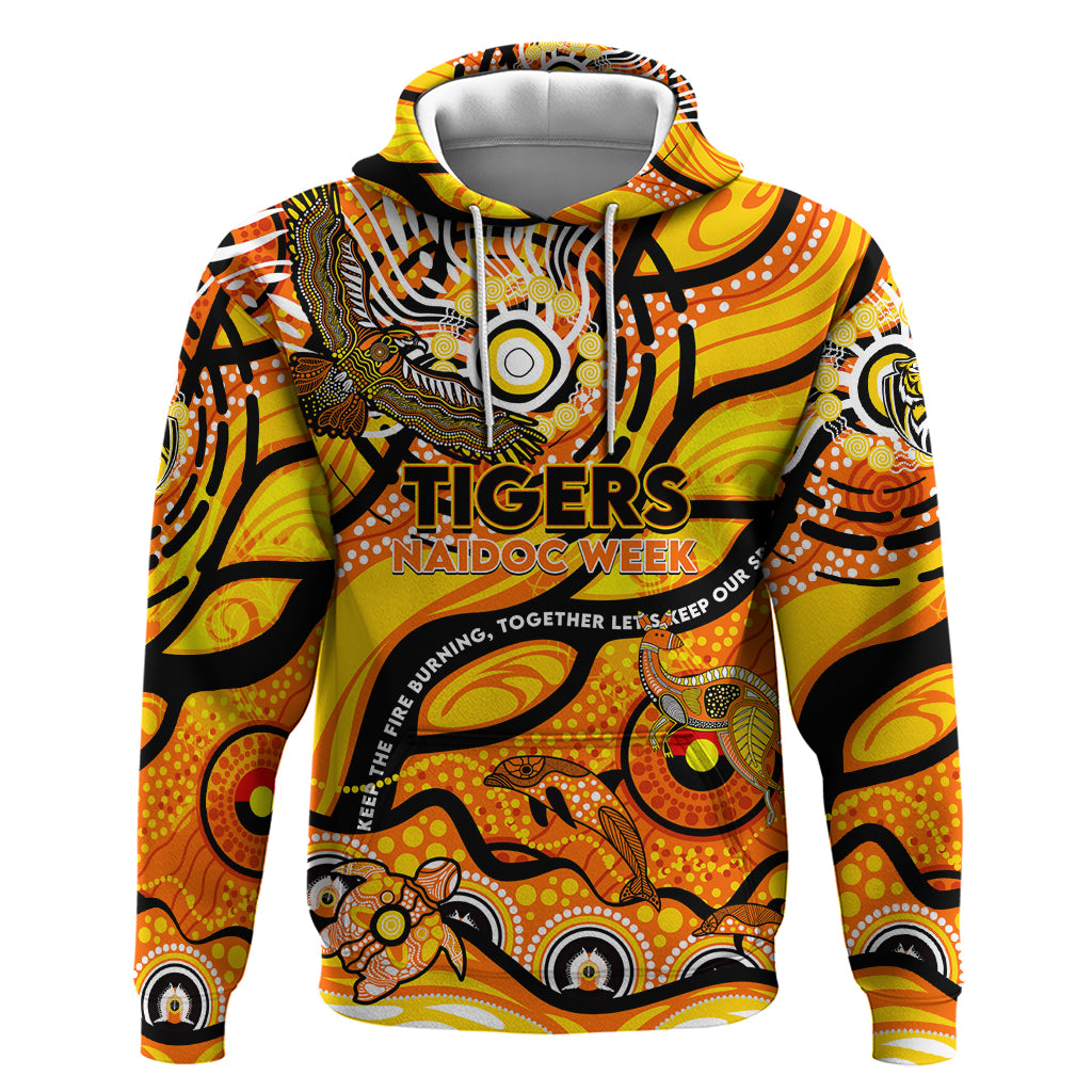 Custom NAIDOC Week 2024 Tiger Hoodie Aboriginal Animals Keep The Fire Burning