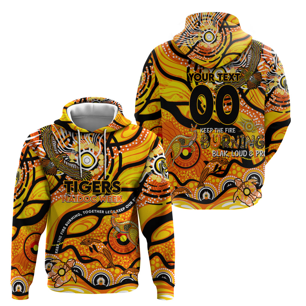 Custom NAIDOC Week 2024 Tiger Hoodie Aboriginal Animals Keep The Fire Burning