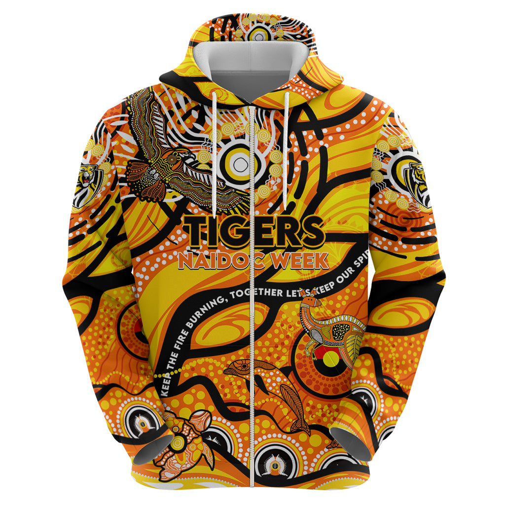 Custom NAIDOC Week 2024 Tiger Hoodie Aboriginal Animals Keep The Fire Burning