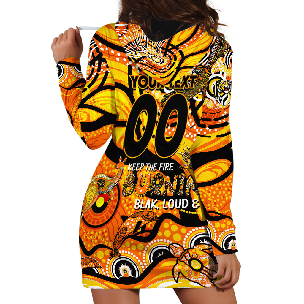 Custom NAIDOC Week 2024 Tiger Hoodie Dress Aboriginal Animals Keep The Fire Burning