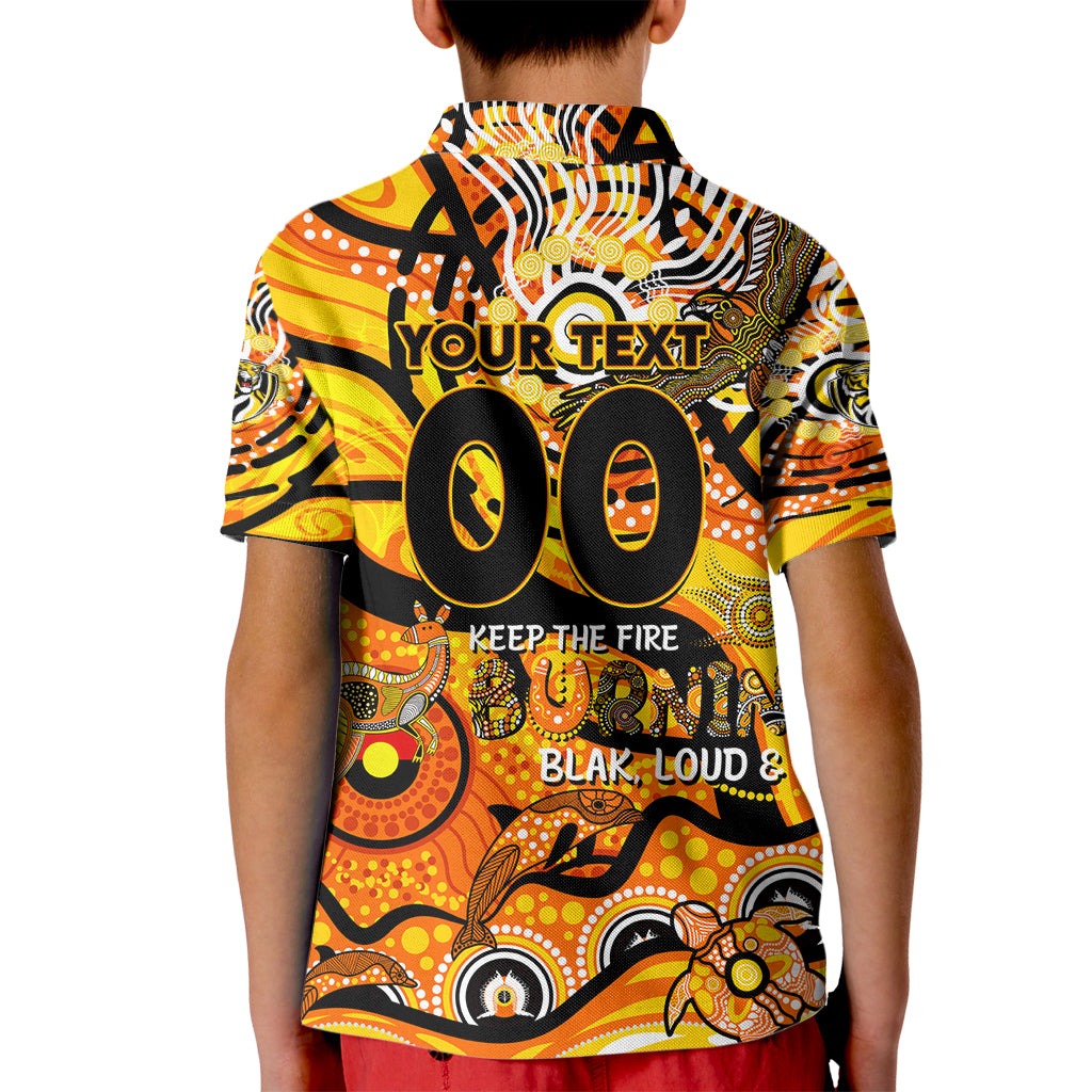Custom NAIDOC Week 2024 Tiger Kid Polo Shirt Aboriginal Animals Keep The Fire Burning