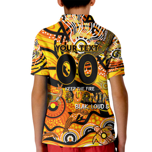 Custom NAIDOC Week 2024 Tiger Kid Polo Shirt Aboriginal Animals Keep The Fire Burning