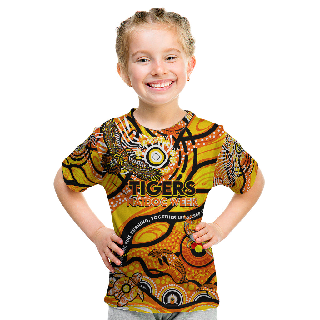 Custom NAIDOC Week 2024 Tiger Kid T Shirt Aboriginal Animals Keep The Fire Burning