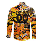 Custom NAIDOC Week 2024 Tiger Long Sleeve Button Shirt Aboriginal Animals Keep The Fire Burning