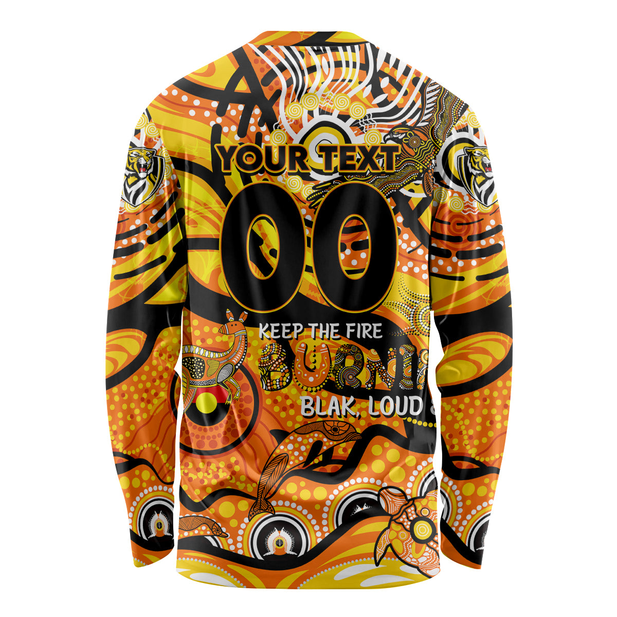 Custom NAIDOC Week 2024 Tiger Long Sleeve Shirt Aboriginal Animals Keep The Fire Burning