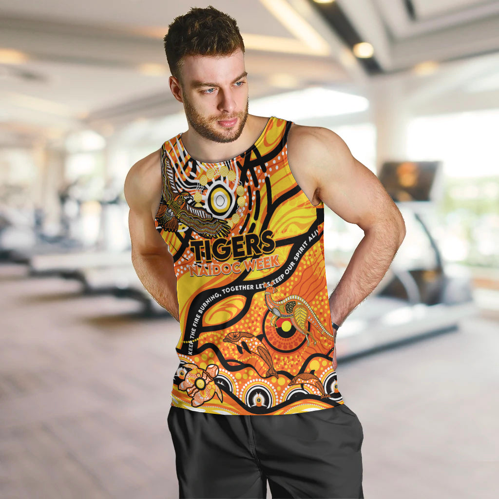 Custom NAIDOC Week 2024 Tiger Men Tank Top Aboriginal Animals Keep The Fire Burning