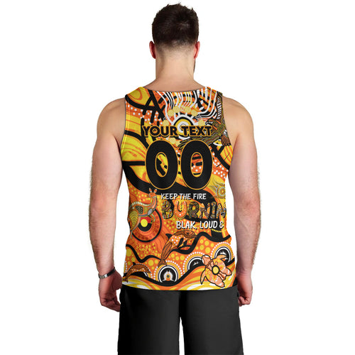 Custom NAIDOC Week 2024 Tiger Men Tank Top Aboriginal Animals Keep The Fire Burning