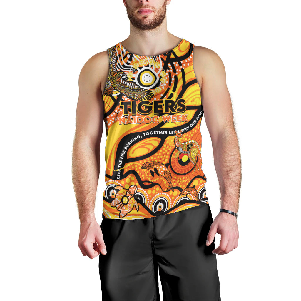 Custom NAIDOC Week 2024 Tiger Men Tank Top Aboriginal Animals Keep The Fire Burning