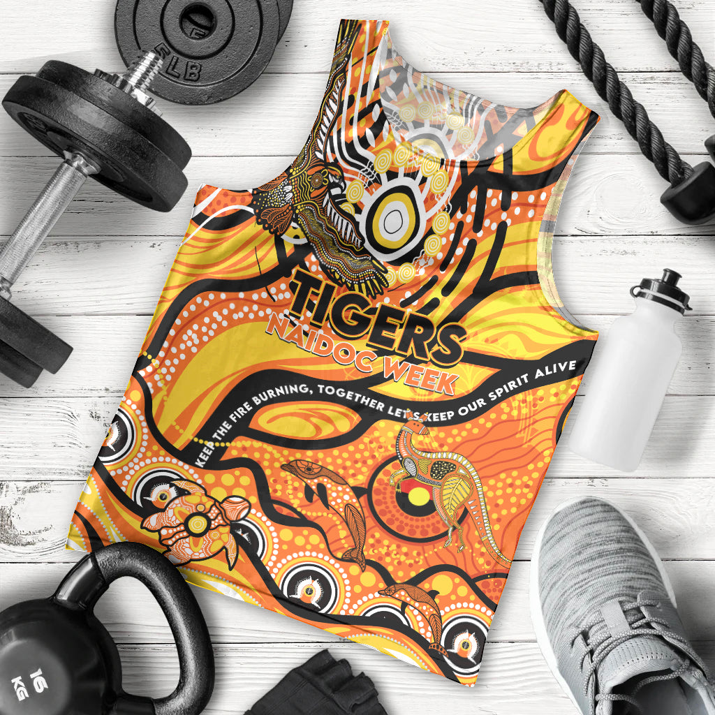 Custom NAIDOC Week 2024 Tiger Men Tank Top Aboriginal Animals Keep The Fire Burning