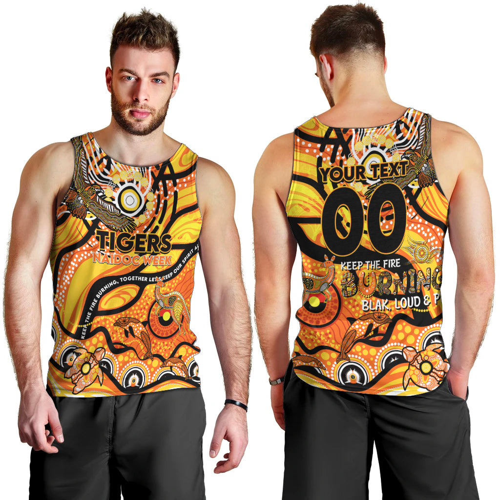 Custom NAIDOC Week 2024 Tiger Men Tank Top Aboriginal Animals Keep The Fire Burning