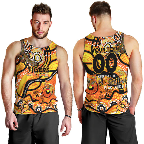 Custom NAIDOC Week 2024 Tiger Men Tank Top Aboriginal Animals Keep The Fire Burning