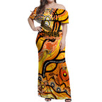 Custom NAIDOC Week 2024 Tiger Off Shoulder Maxi Dress Aboriginal Animals Keep The Fire Burning