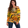 Custom NAIDOC Week 2024 Tiger Off Shoulder Sweater Aboriginal Animals Keep The Fire Burning