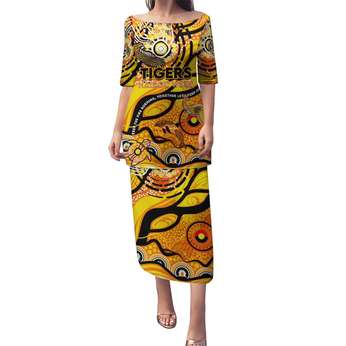 Custom NAIDOC Week 2024 Tiger Puletasi Aboriginal Animals Keep The Fire Burning