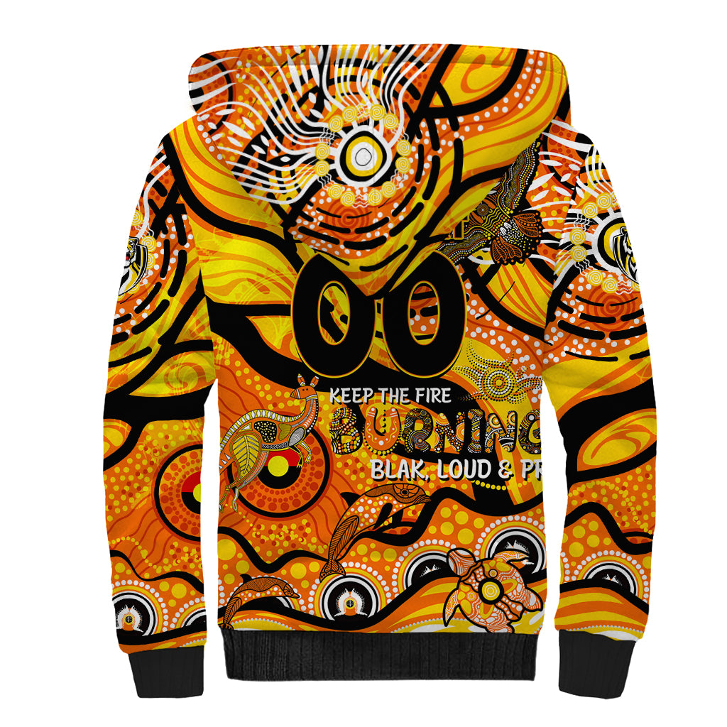 Custom NAIDOC Week 2024 Tiger Sherpa Hoodie Aboriginal Animals Keep The Fire Burning