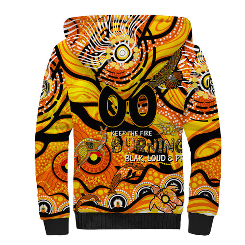 Custom NAIDOC Week 2024 Tiger Sherpa Hoodie Aboriginal Animals Keep The Fire Burning