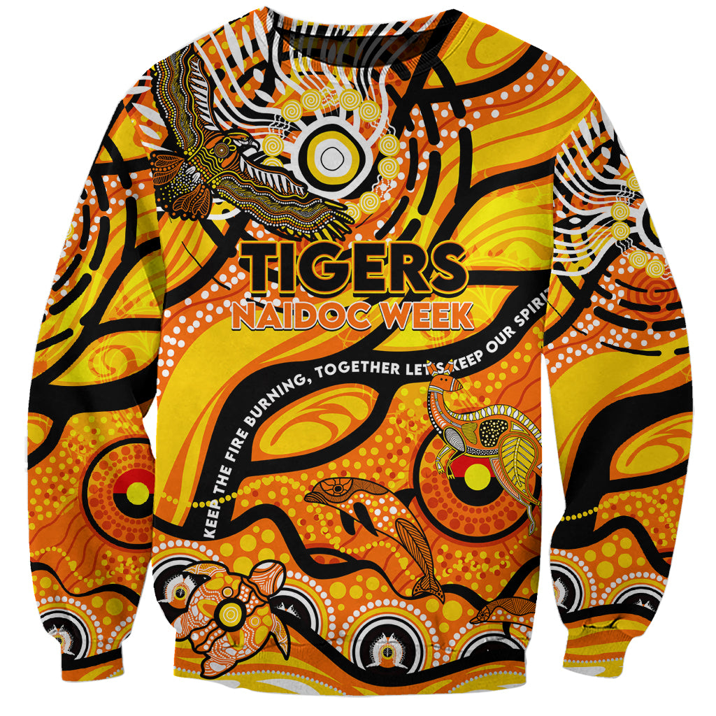 Custom NAIDOC Week 2024 Tiger Sweatshirt Aboriginal Animals Keep The Fire Burning