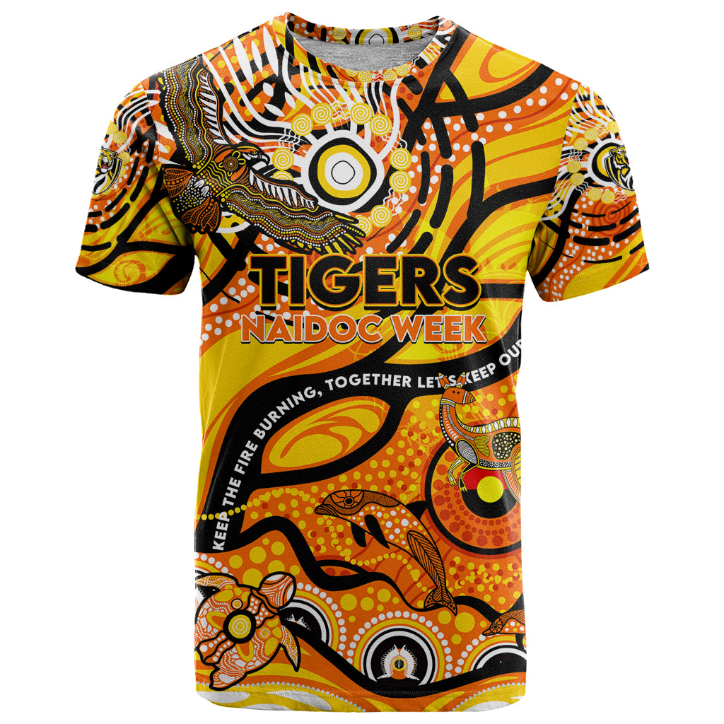 Custom NAIDOC Week 2024 Tiger T Shirt Aboriginal Animals Keep The Fire Burning