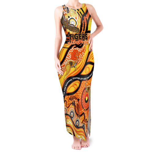 Custom NAIDOC Week 2024 Tiger Tank Maxi Dress Aboriginal Animals Keep The Fire Burning