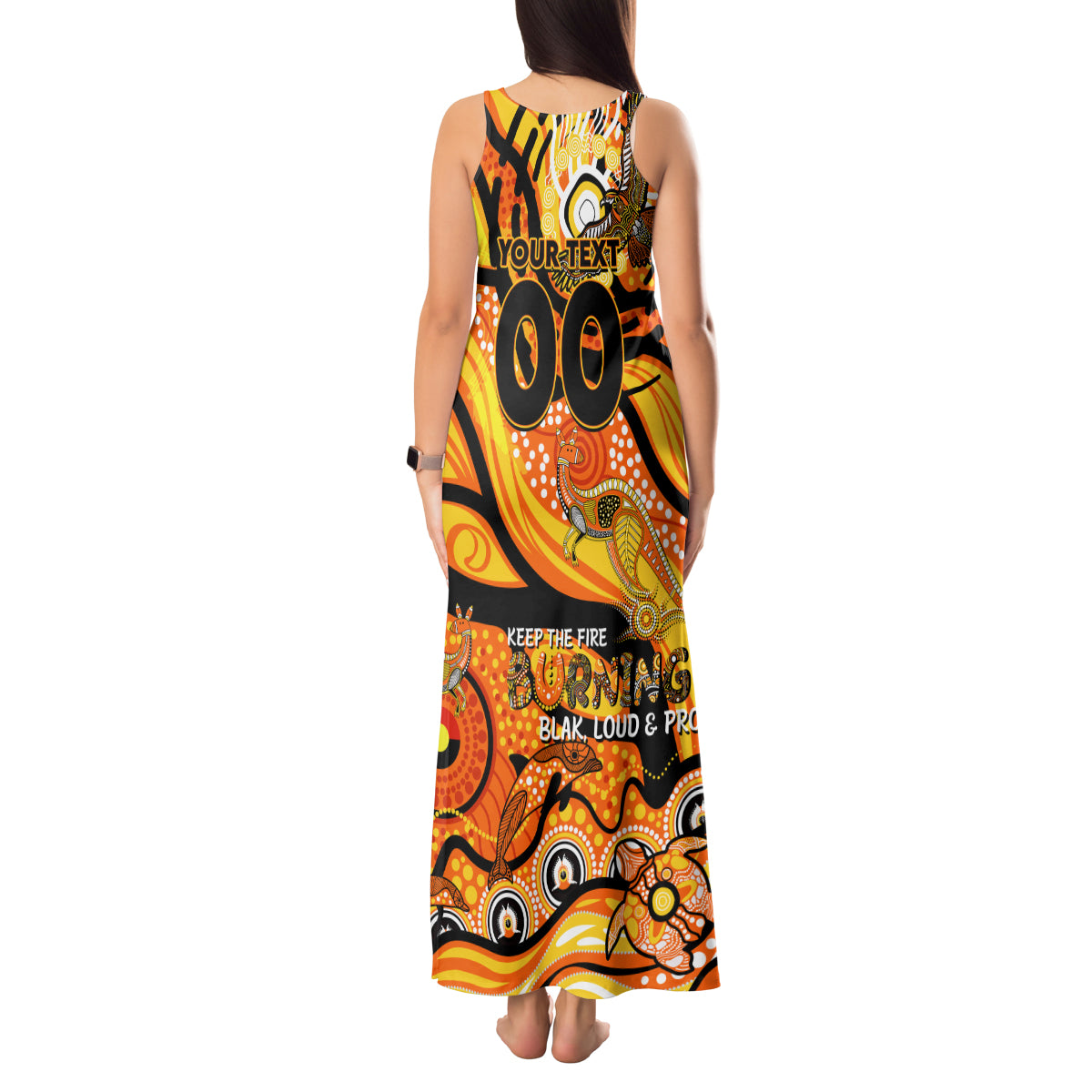 Custom NAIDOC Week 2024 Tiger Tank Maxi Dress Aboriginal Animals Keep The Fire Burning