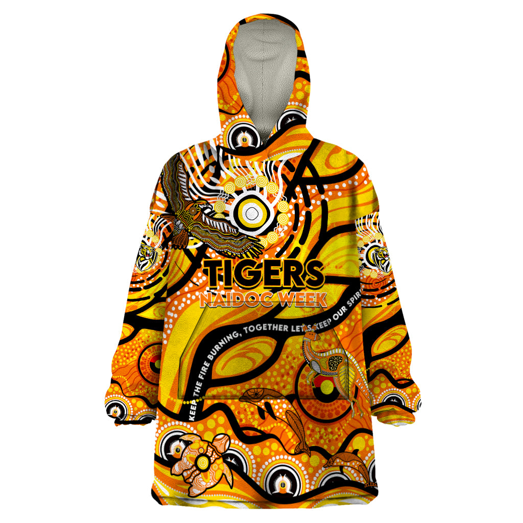 Custom NAIDOC Week 2024 Tiger Wearable Blanket Hoodie Aboriginal Animals Keep The Fire Burning