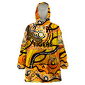 Custom NAIDOC Week 2024 Tiger Wearable Blanket Hoodie Aboriginal Animals Keep The Fire Burning