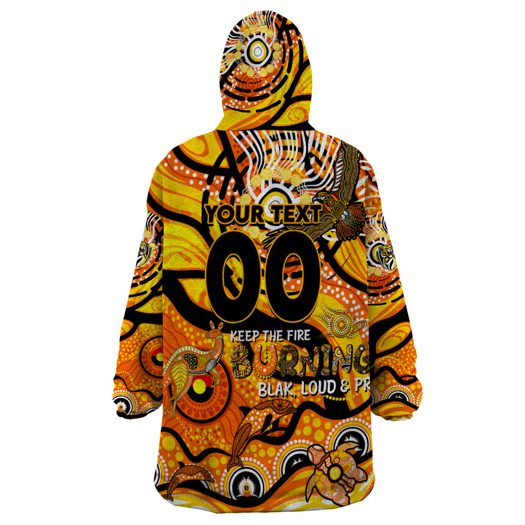 Custom NAIDOC Week 2024 Tiger Wearable Blanket Hoodie Aboriginal Animals Keep The Fire Burning