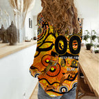 Custom NAIDOC Week 2024 Tiger Women Casual Shirt Aboriginal Animals Keep The Fire Burning