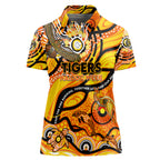 Custom NAIDOC Week 2024 Tiger Women Polo Shirt Aboriginal Animals Keep The Fire Burning