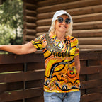 Custom NAIDOC Week 2024 Tiger Women Polo Shirt Aboriginal Animals Keep The Fire Burning