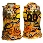 Custom NAIDOC Week 2024 Tiger Women Sleeveless Polo Shirt Aboriginal Animals Keep The Fire Burning