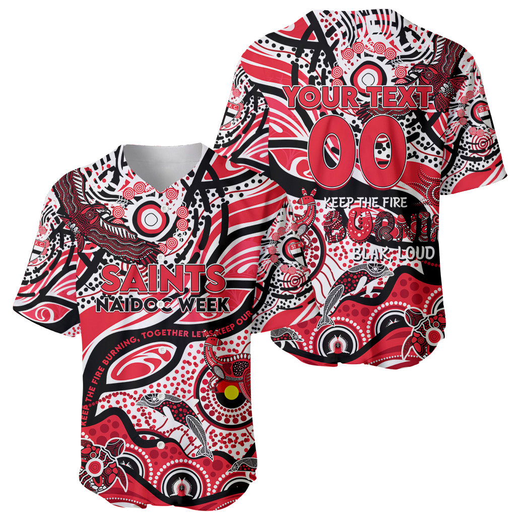 Custom NAIDOC Week 2024 Saints Baseball Jersey Aboriginal Animals Keep The Fire Burning