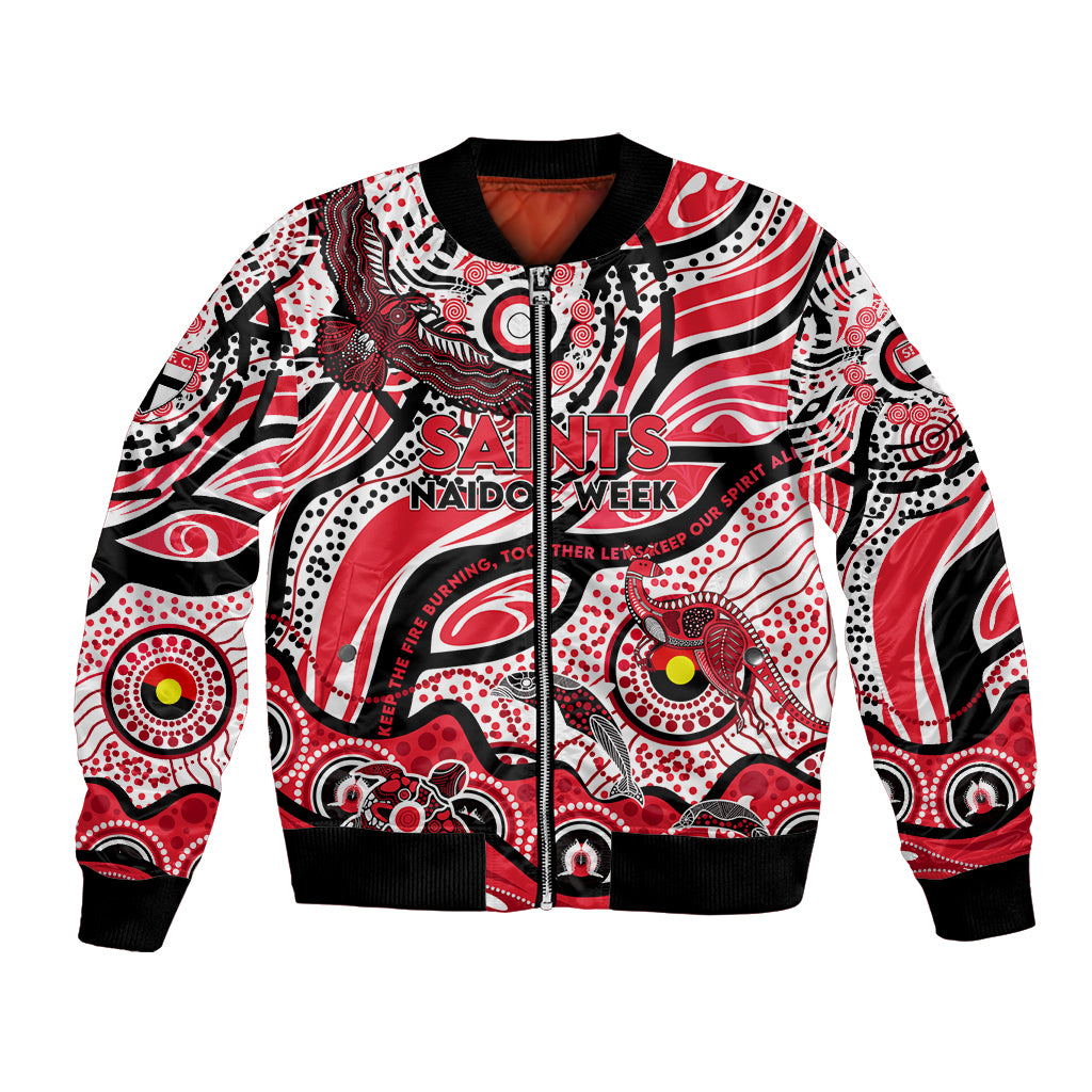 Custom NAIDOC Week 2024 Saints Bomber Jacket Aboriginal Animals Keep The Fire Burning