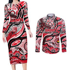 Custom NAIDOC Week 2024 Saints Couples Matching Long Sleeve Bodycon Dress and Long Sleeve Button Shirt Aboriginal Animals Keep The Fire Burning