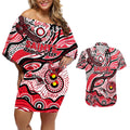 Custom NAIDOC Week 2024 Saints Couples Matching Off Shoulder Short Dress and Hawaiian Shirt Aboriginal Animals Keep The Fire Burning