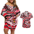 Custom NAIDOC Week 2024 Saints Couples Matching Off Shoulder Short Dress and Hawaiian Shirt Aboriginal Animals Keep The Fire Burning