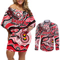 Custom NAIDOC Week 2024 Saints Couples Matching Off Shoulder Short Dress and Long Sleeve Button Shirt Aboriginal Animals Keep The Fire Burning
