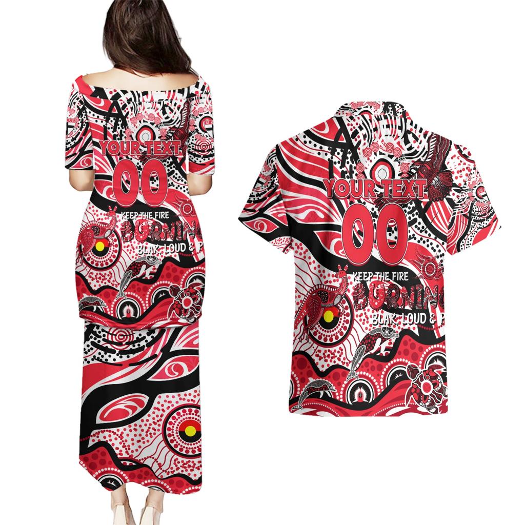 Custom NAIDOC Week 2024 Saints Couples Matching Puletasi and Hawaiian Shirt Aboriginal Animals Keep The Fire Burning