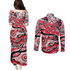 Custom NAIDOC Week 2024 Saints Couples Matching Puletasi and Long Sleeve Button Shirt Aboriginal Animals Keep The Fire Burning
