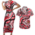 Custom NAIDOC Week 2024 Saints Couples Matching Short Sleeve Bodycon Dress and Hawaiian Shirt Aboriginal Animals Keep The Fire Burning