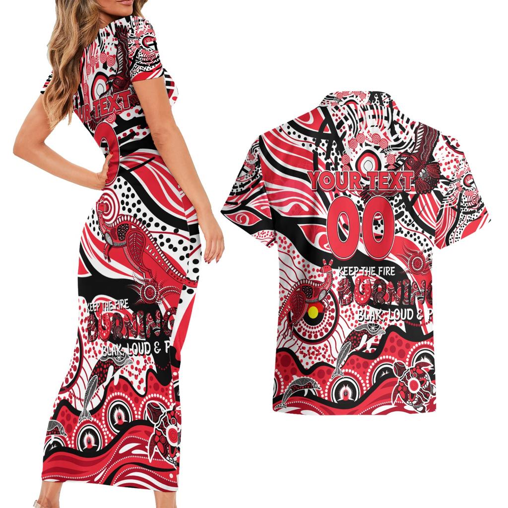 Custom NAIDOC Week 2024 Saints Couples Matching Short Sleeve Bodycon Dress and Hawaiian Shirt Aboriginal Animals Keep The Fire Burning
