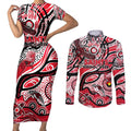 Custom NAIDOC Week 2024 Saints Couples Matching Short Sleeve Bodycon Dress and Long Sleeve Button Shirt Aboriginal Animals Keep The Fire Burning