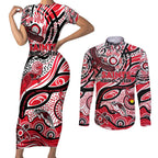 Custom NAIDOC Week 2024 Saints Couples Matching Short Sleeve Bodycon Dress and Long Sleeve Button Shirt Aboriginal Animals Keep The Fire Burning
