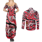 Custom NAIDOC Week 2024 Saints Couples Matching Summer Maxi Dress and Long Sleeve Button Shirt Aboriginal Animals Keep The Fire Burning