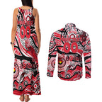 Custom NAIDOC Week 2024 Saints Couples Matching Tank Maxi Dress and Long Sleeve Button Shirt Aboriginal Animals Keep The Fire Burning